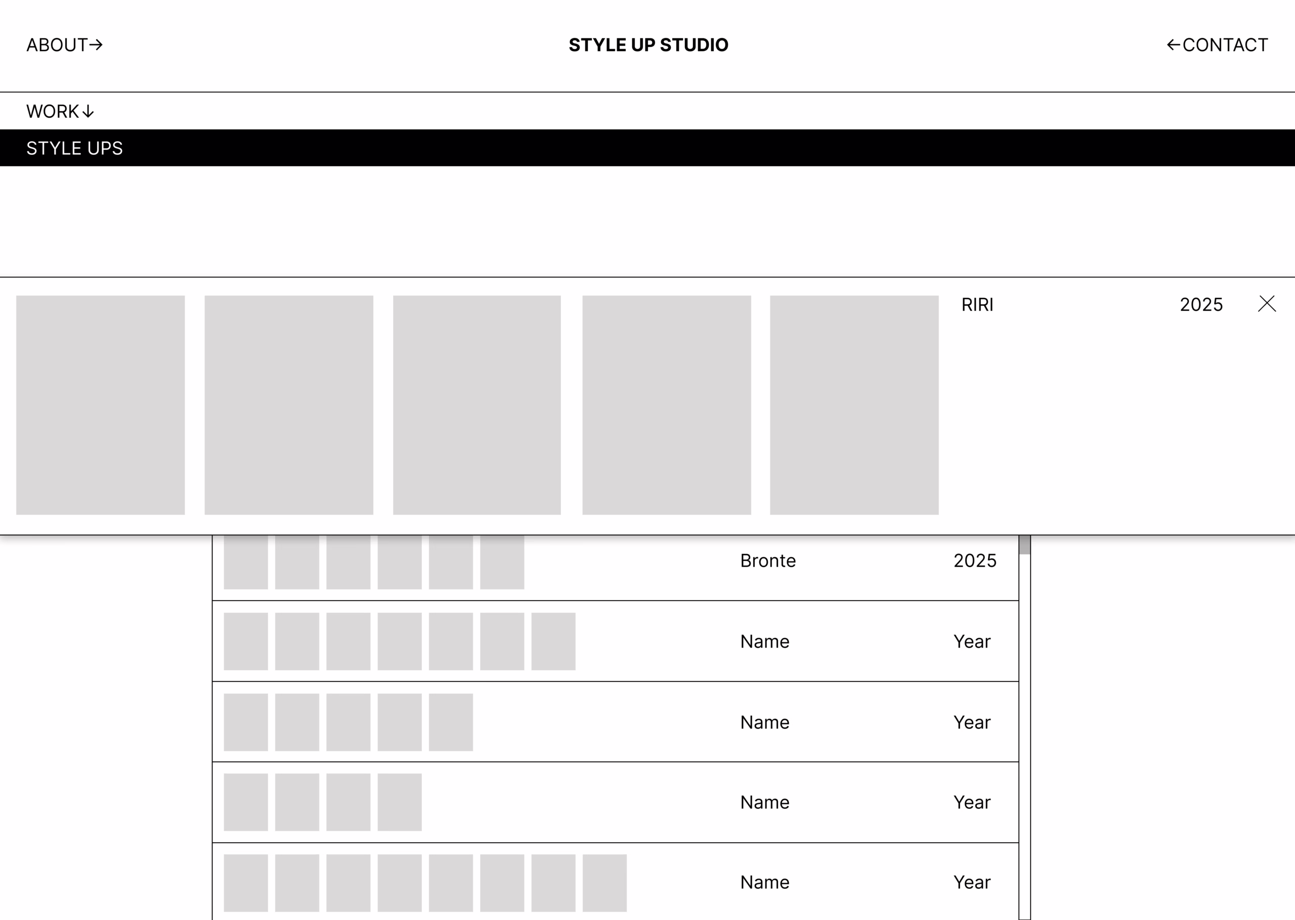 1Style Ups Index View Item Selected