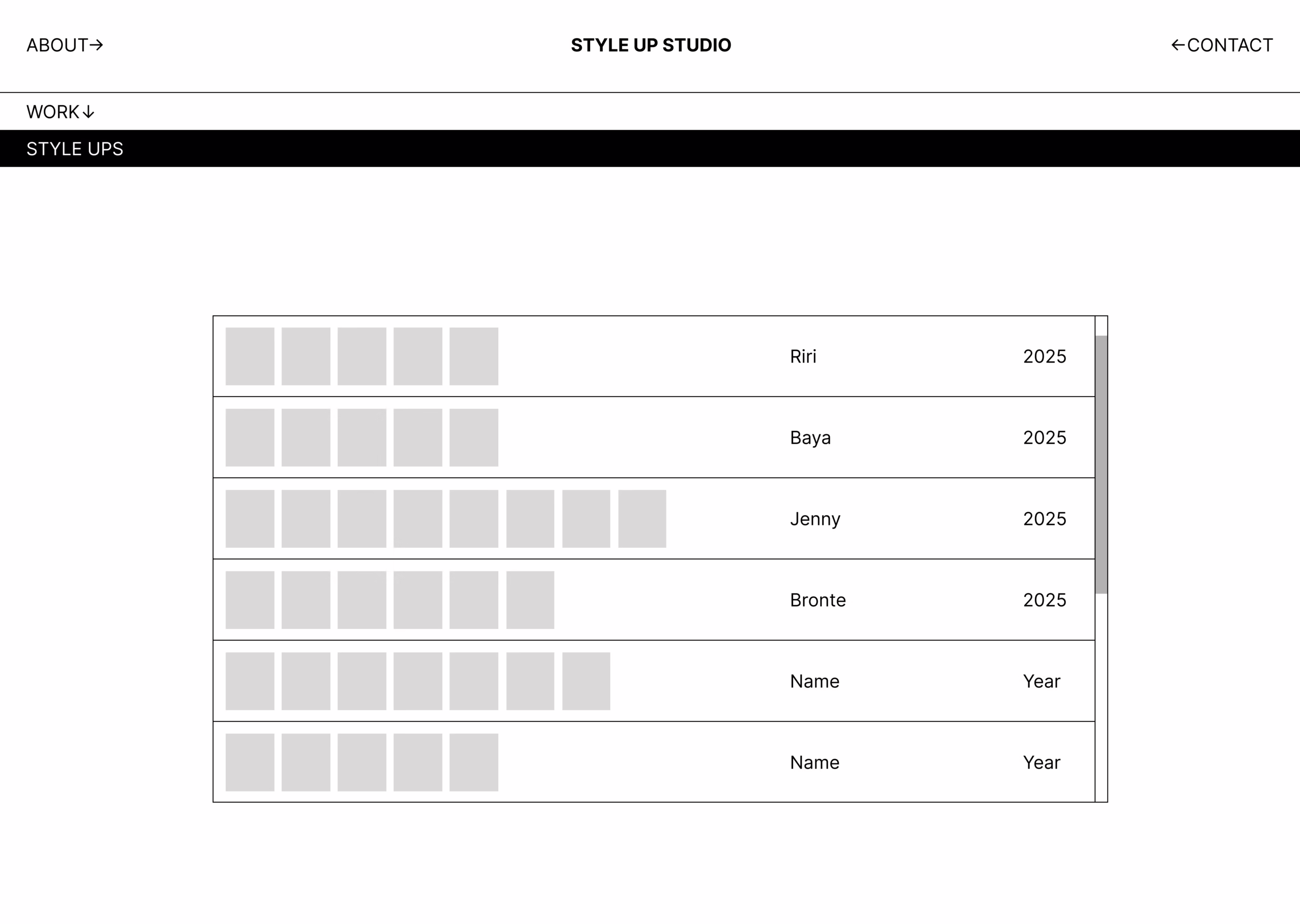 1Style Ups Index View
